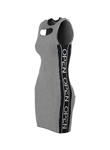 Vestido Tricô Listrado Logo