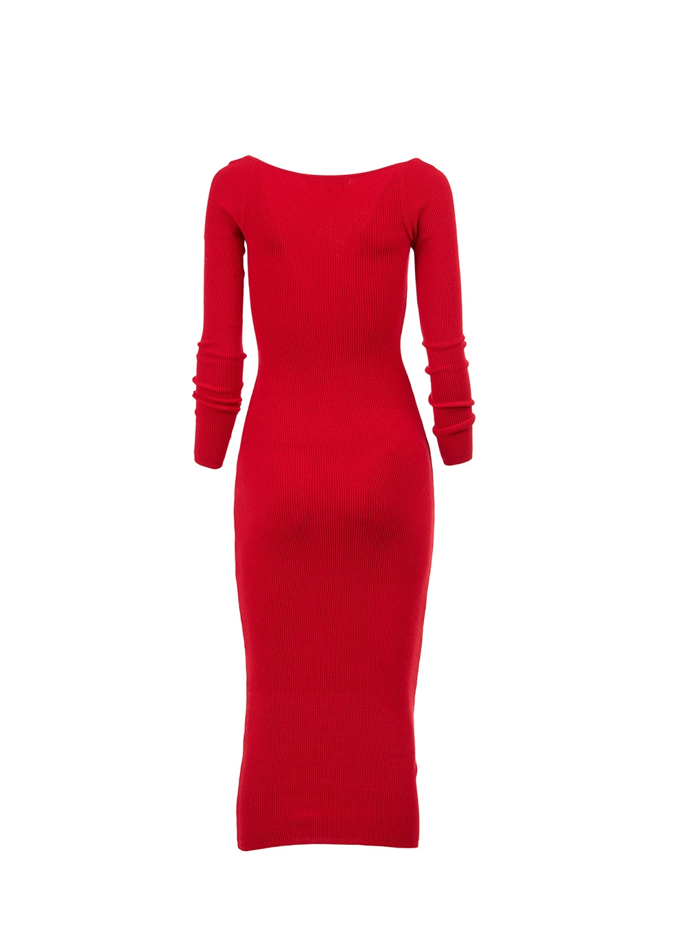 Vestido Midi Slim Em Tricô Vermelho  2
