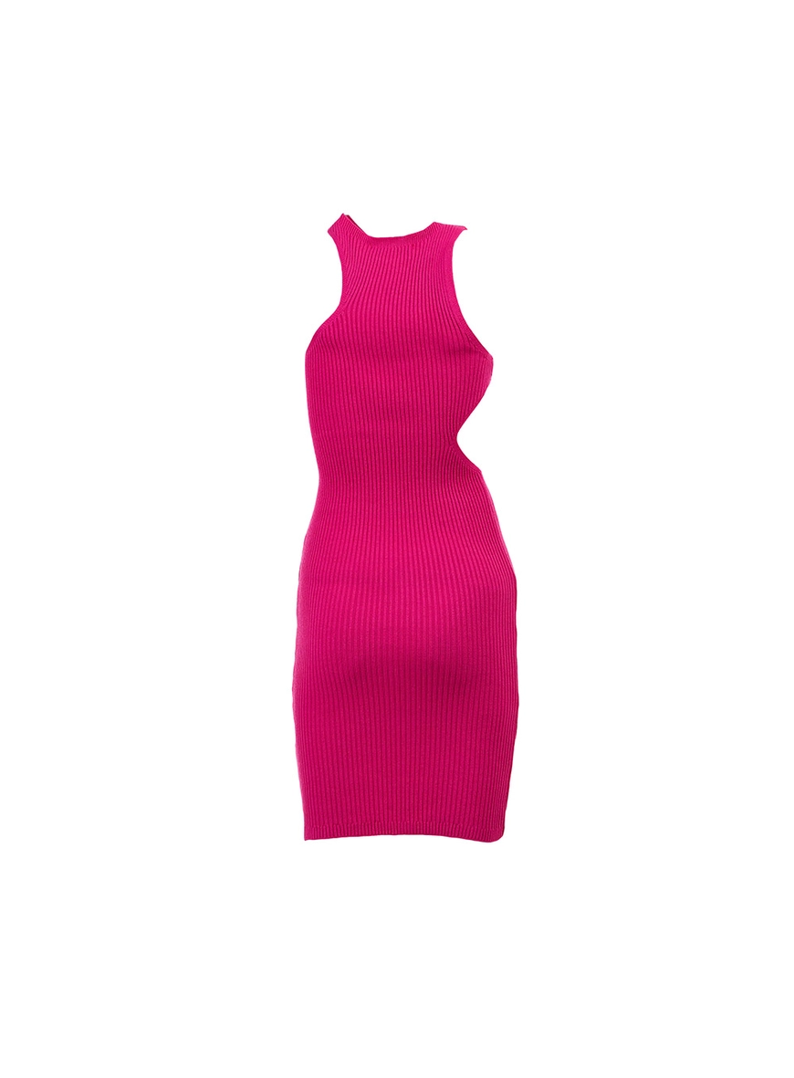 Vestido Midi Tricô Assimétrico Rosa 2