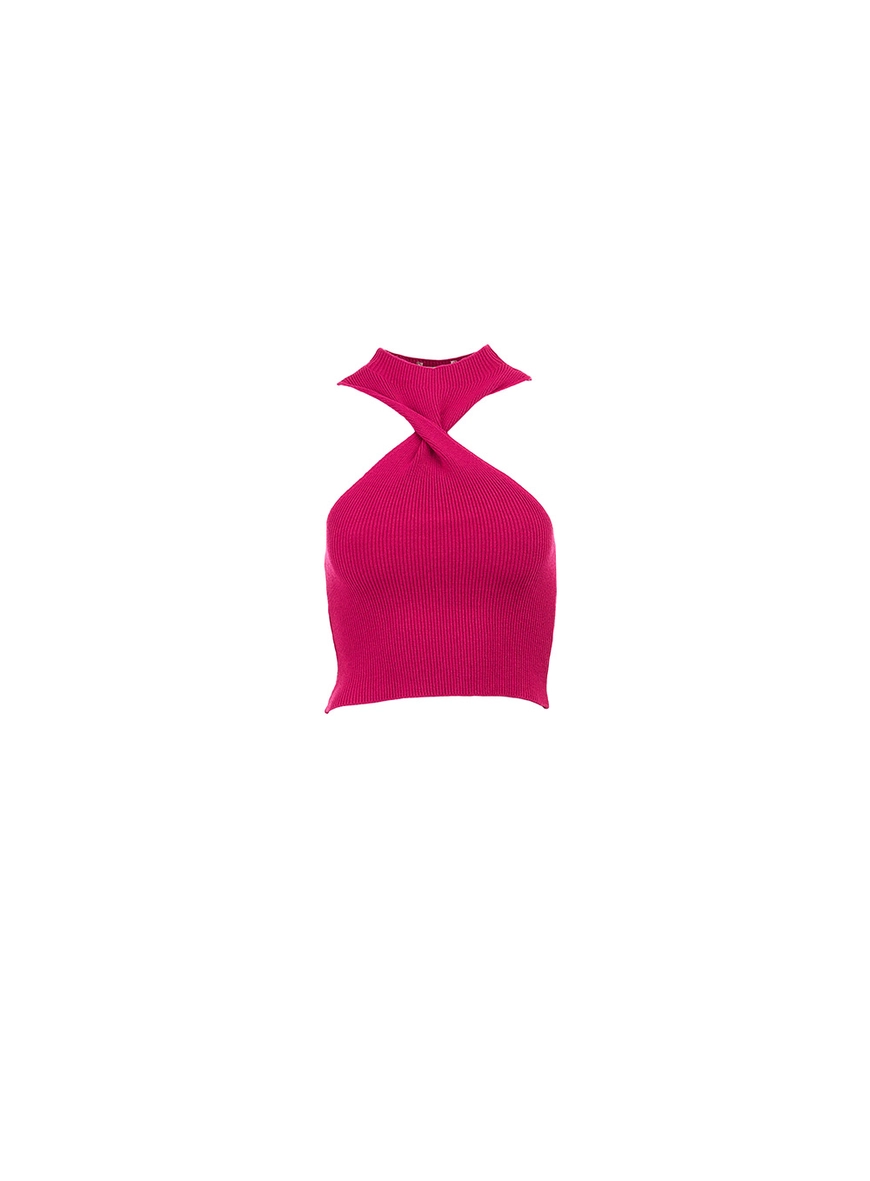 Top Tricô Com Torção Rosa 1