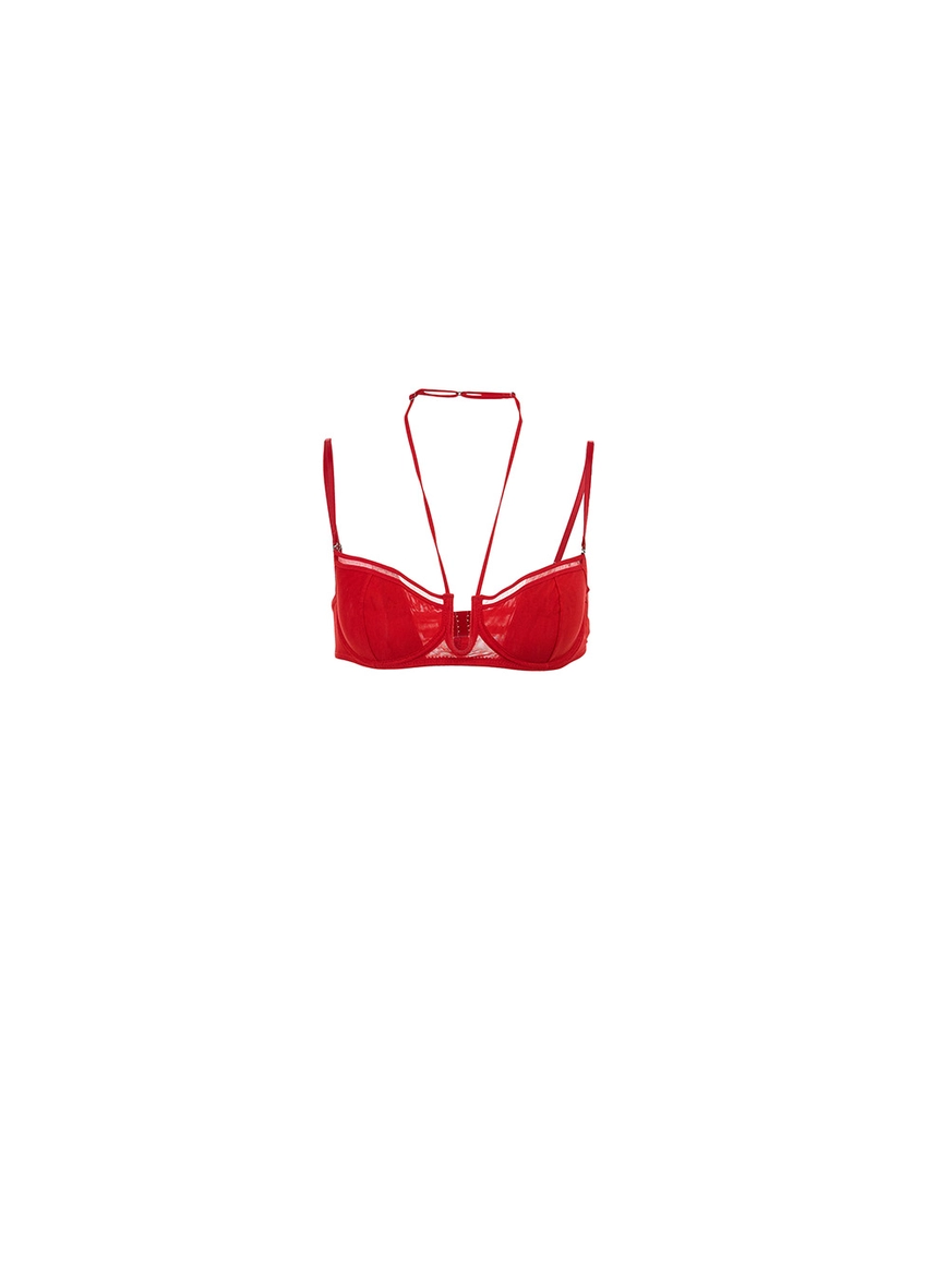Top Tule Estruturado Com Amarração Vermelho 1