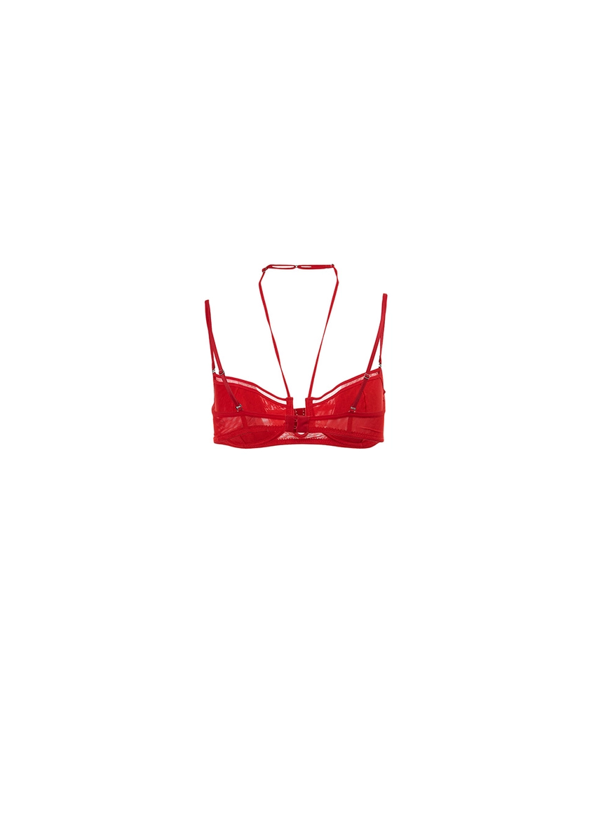 Top Tule Estruturado Com Amarração Vermelho 2