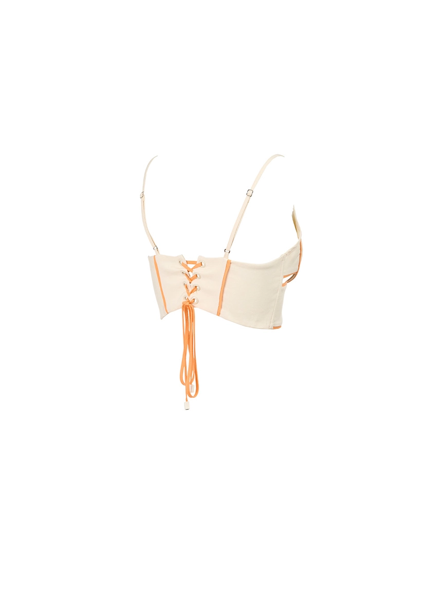 Top Corset Estruturado Com Recortes Bege 2