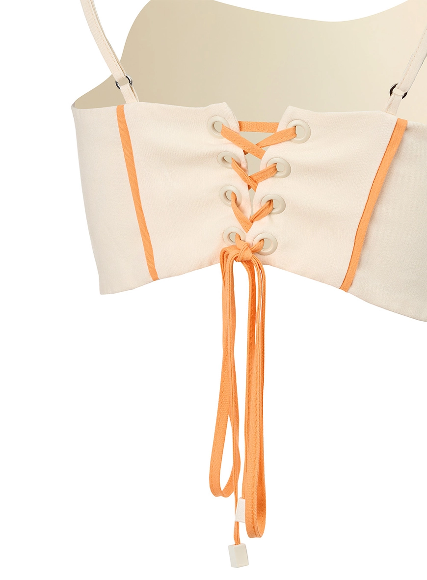 Top Corset Estruturado Com Recortes Bege 3