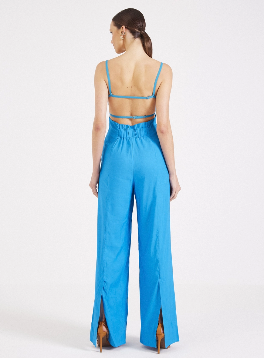 Macacão Linho Pantalona Azul 2