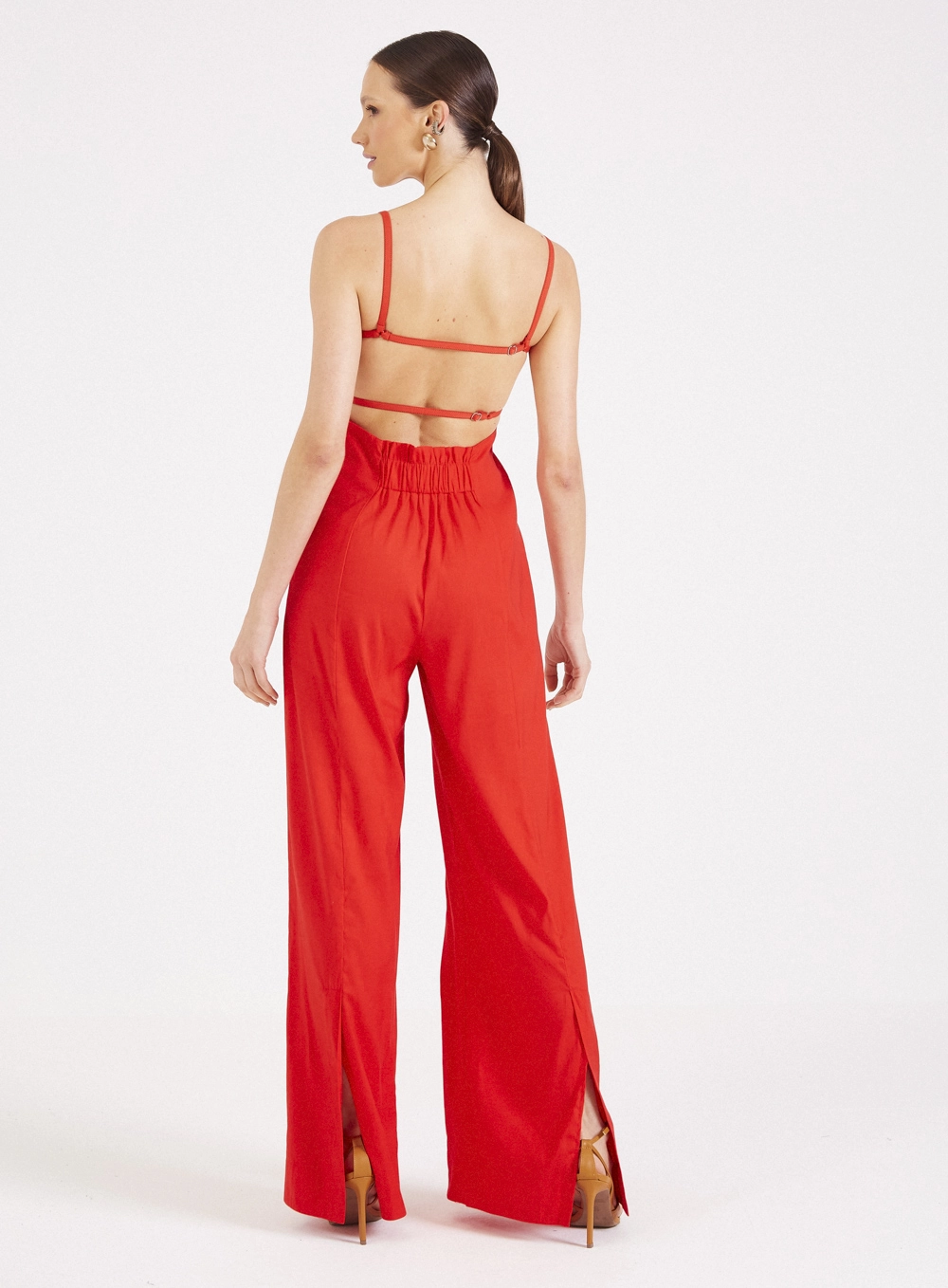 Macacão Linho Pantalona Vermelho 2