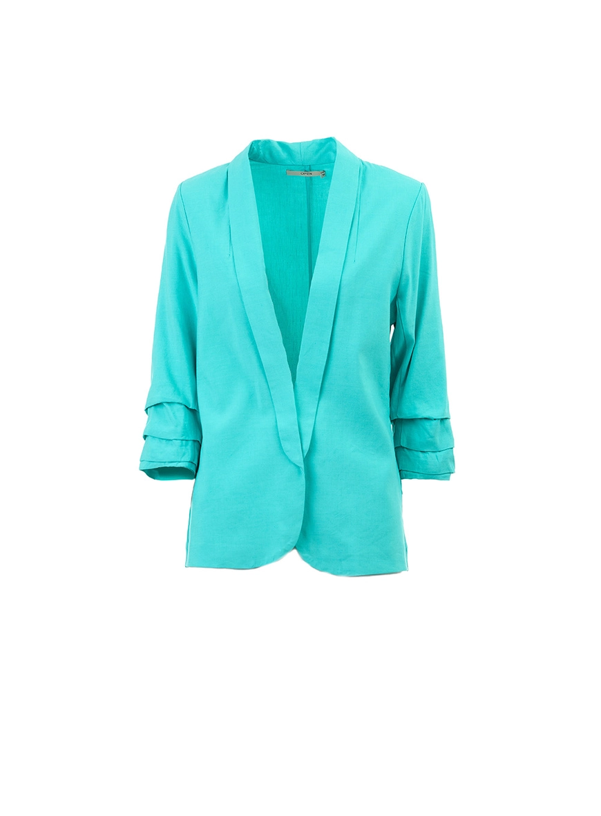 Blazer Alfaiataria Com Manga Franzida Verde 1