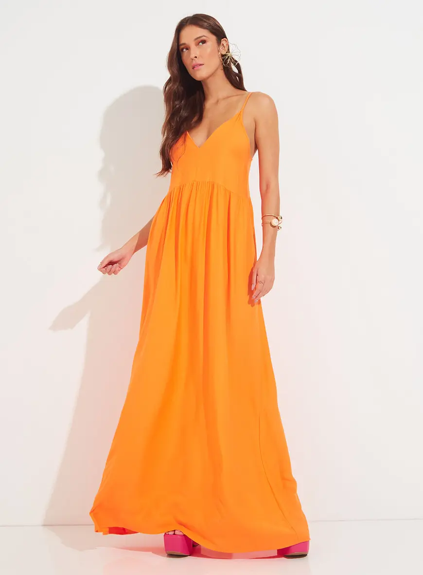 Vestido Longo Amplo Laranja 4