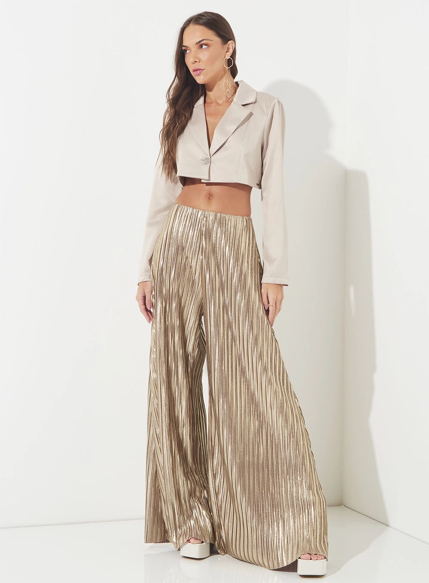 Blazer Cropped Estruturado Bege 4