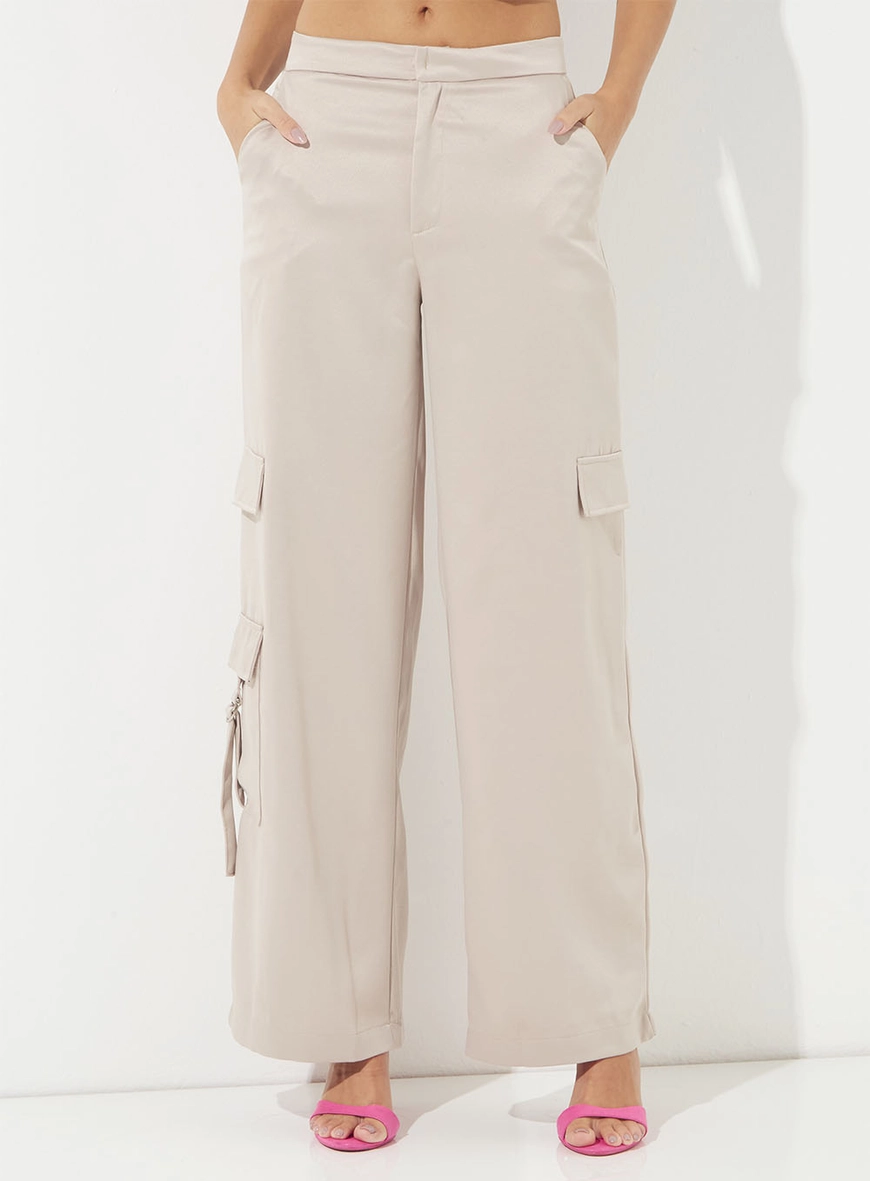 Calça Alfaiataria Wide Leg Bege 1