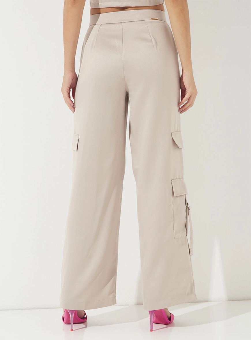 Calça Alfaiataria Wide Leg Bege 2