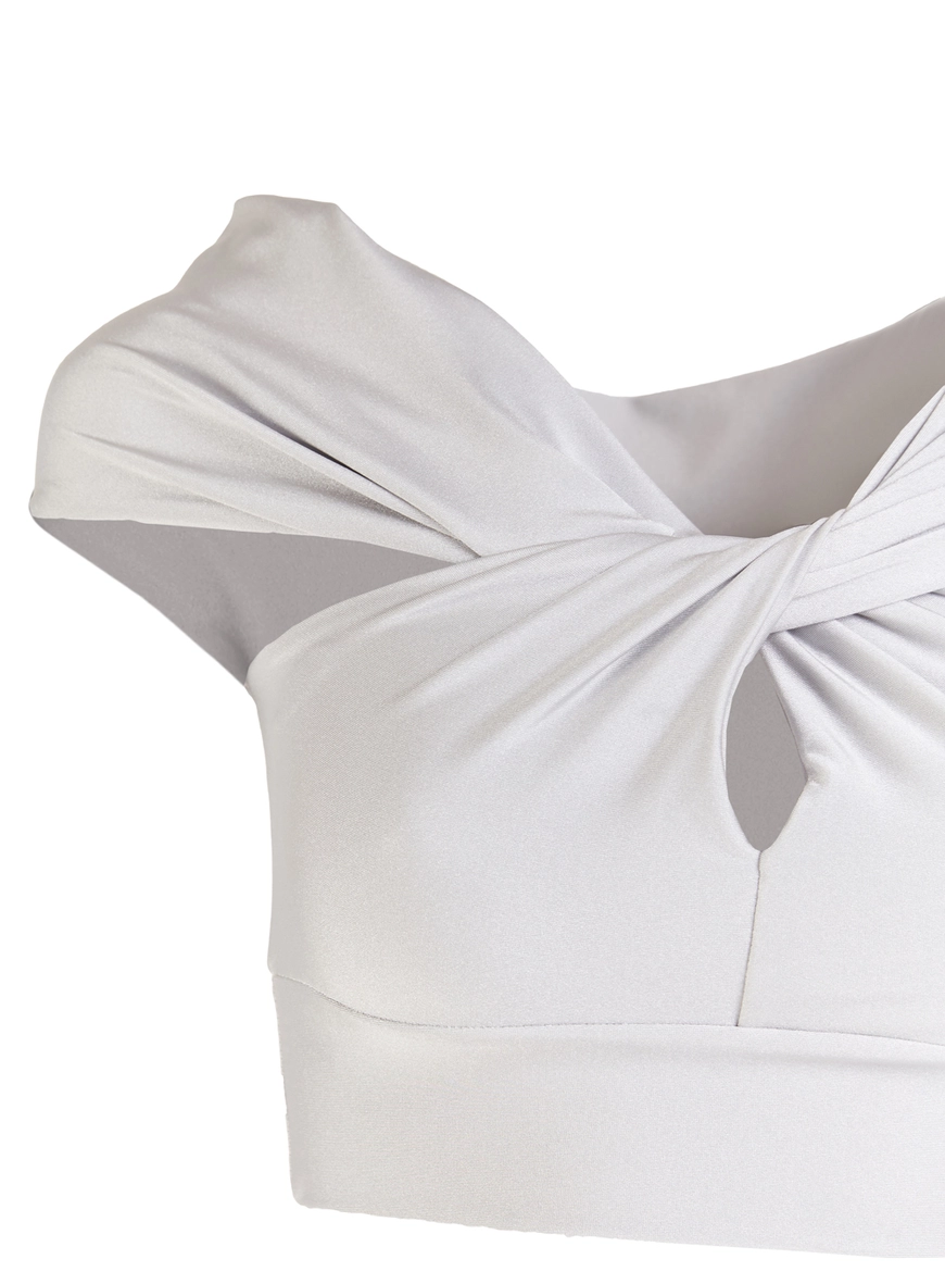 Blusa Cropped Transpassada Cinza Cinza