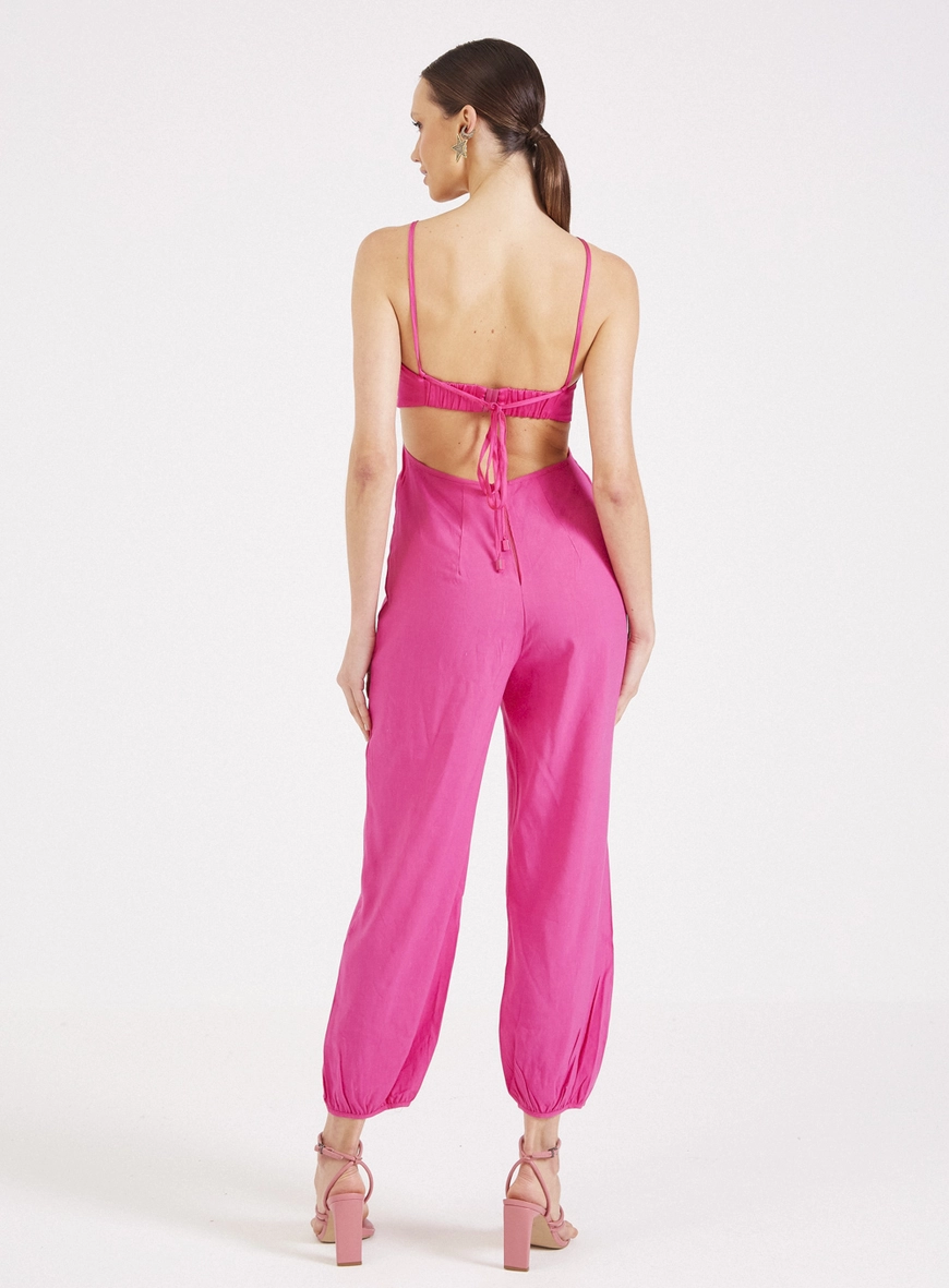 Macacão Jogger Com Amarração Rosa 2