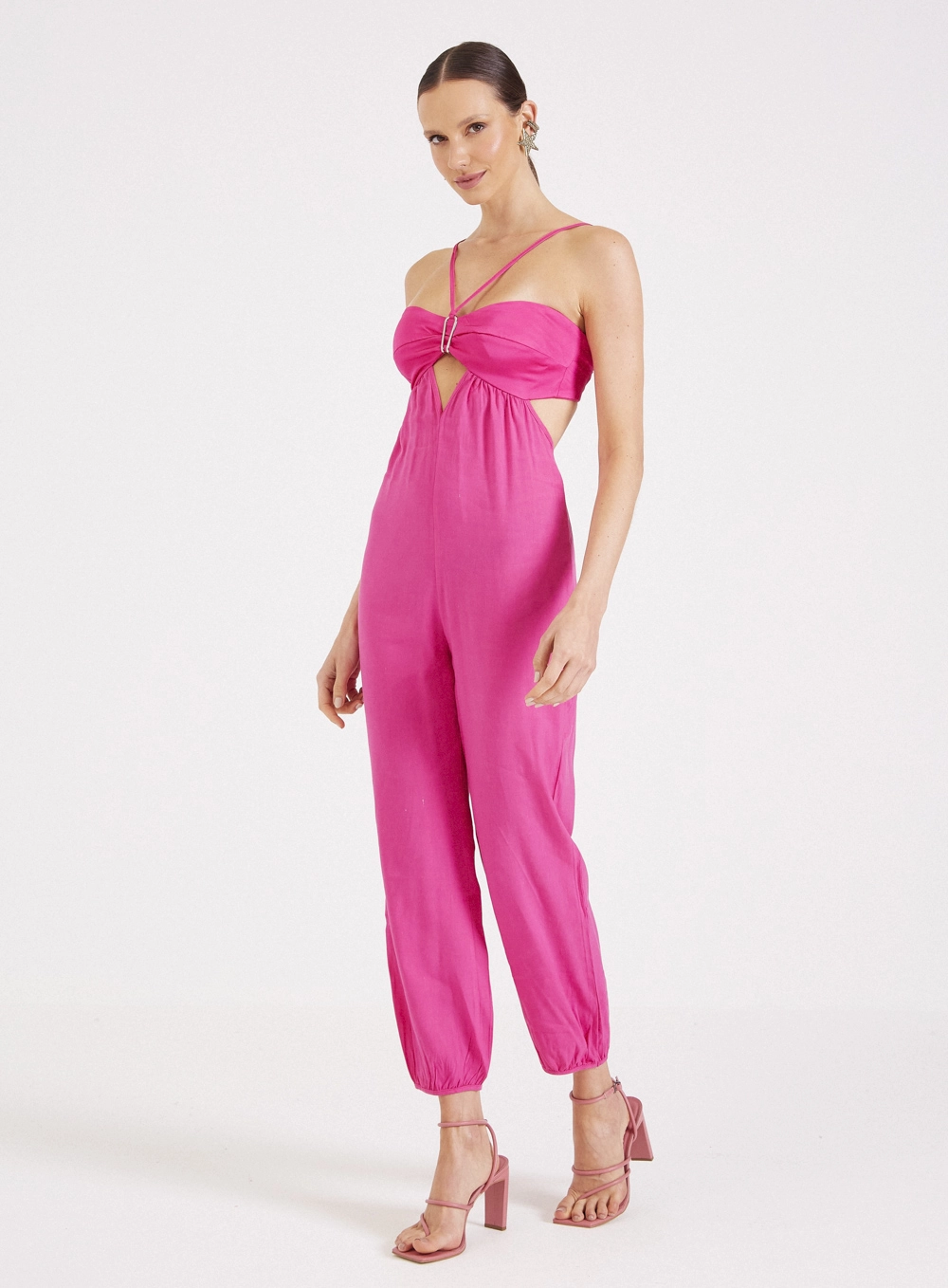 Macacão Jogger Com Amarração Rosa 4