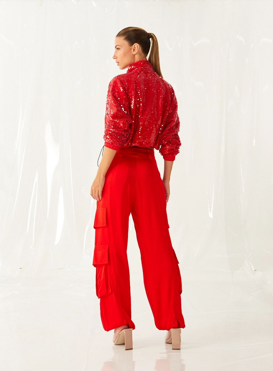 Calça Reta Cargo Vermelho 2