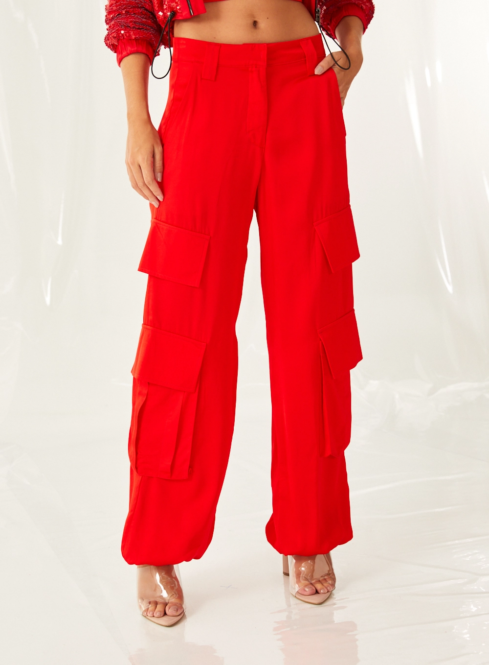Calça Reta Cargo Vermelho 4