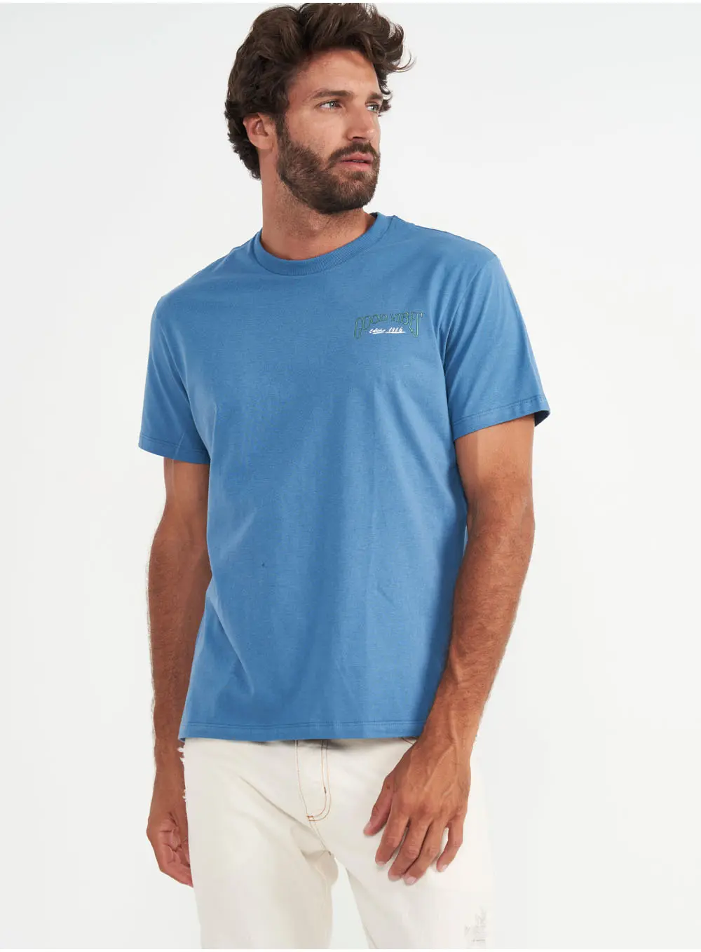 Camiseta Slim Azul Manga Curta Azul Windy Blue