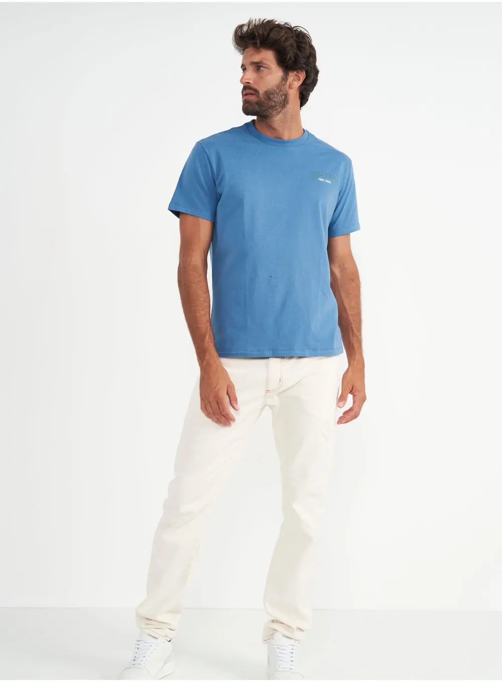Camiseta Slim Azul Manga Curta Azul Windy Blue