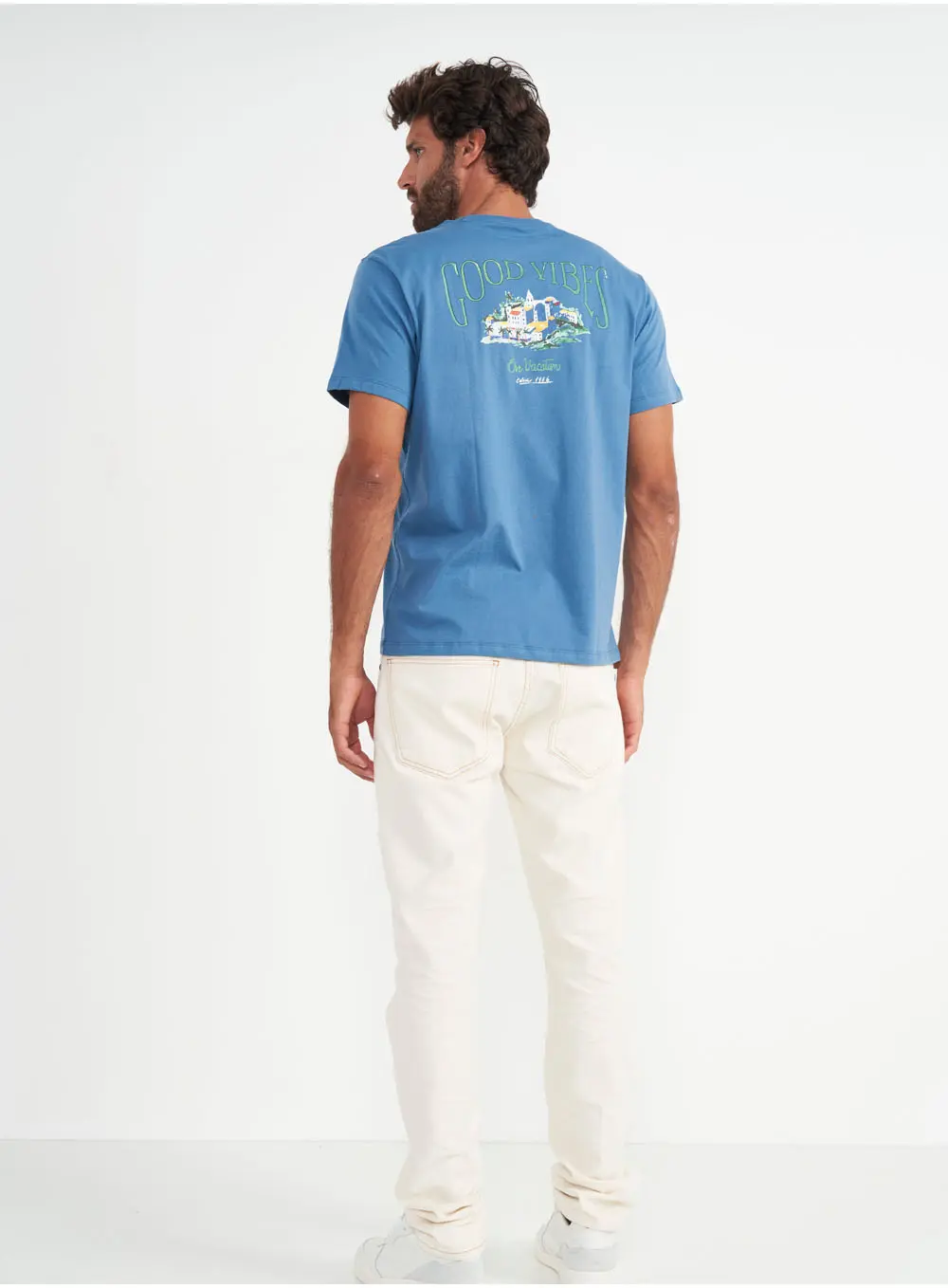 Camiseta Slim Azul Manga Curta Azul Windy Blue