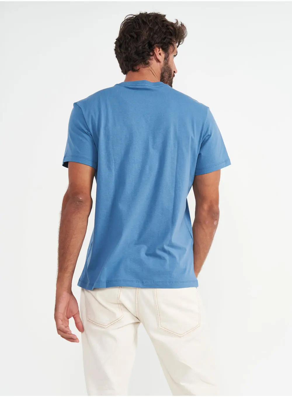 Camiseta Masculina Azul Com Estampa Floral Azul Windy Blue