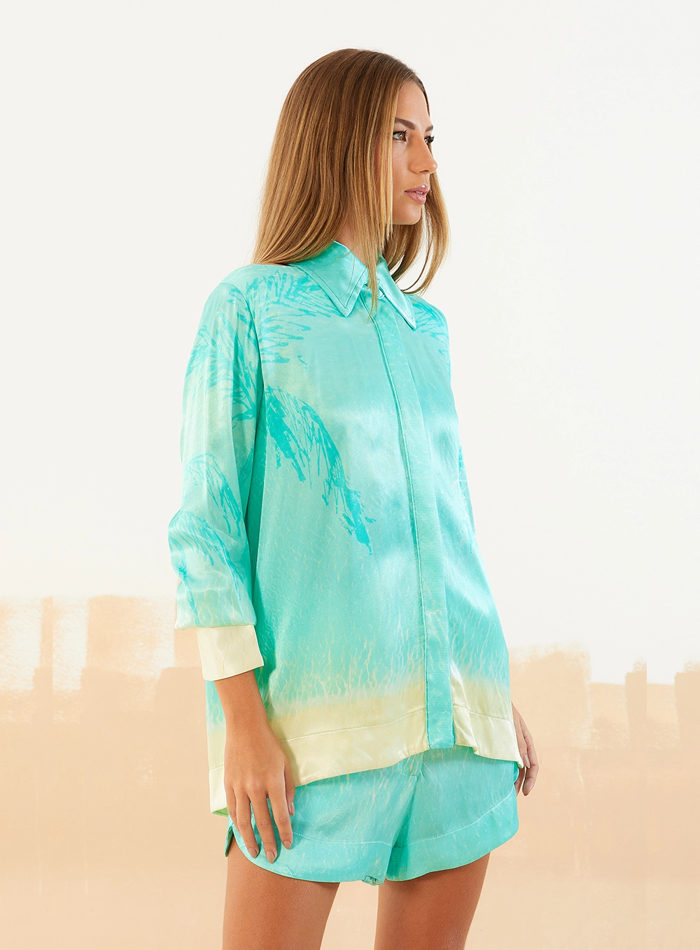 Camisa Alfaiataria Reta Paradise Dream Estampado 1