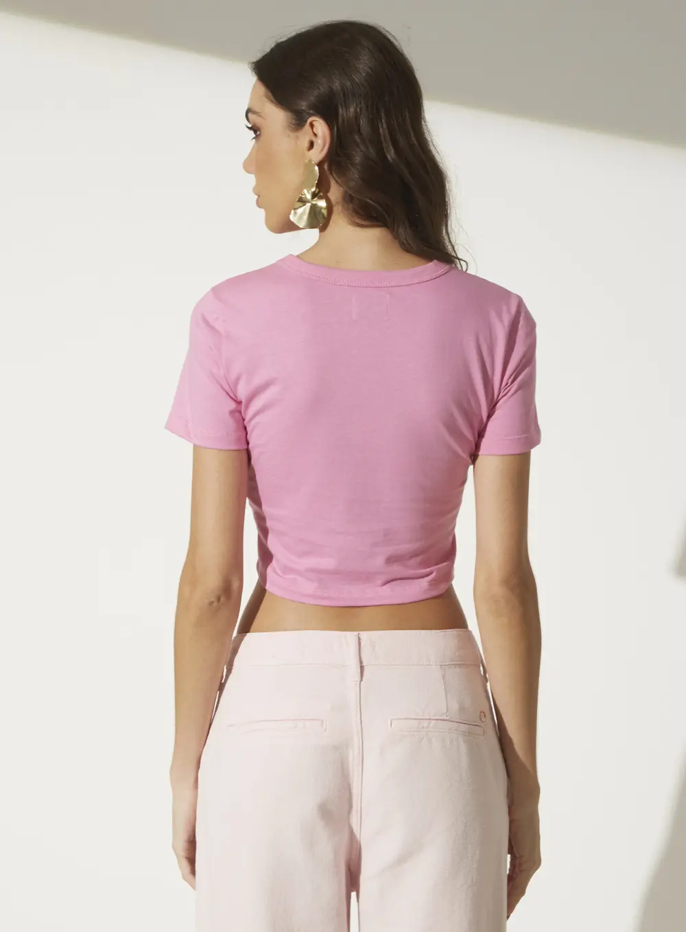 Camiseta Cropped Slim Rosa Gracioso 2