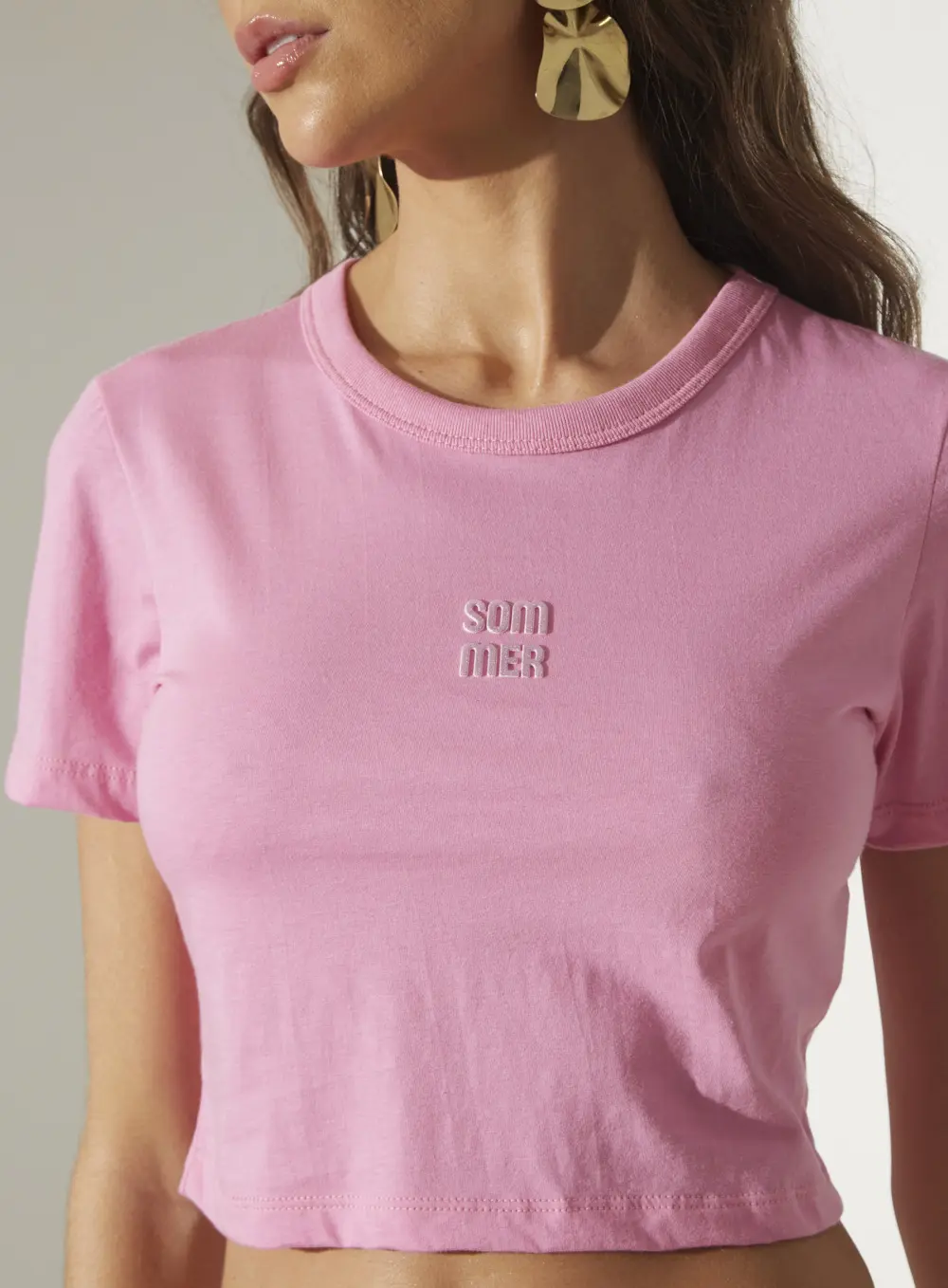 Camiseta Cropped Slim Rosa Gracioso 3