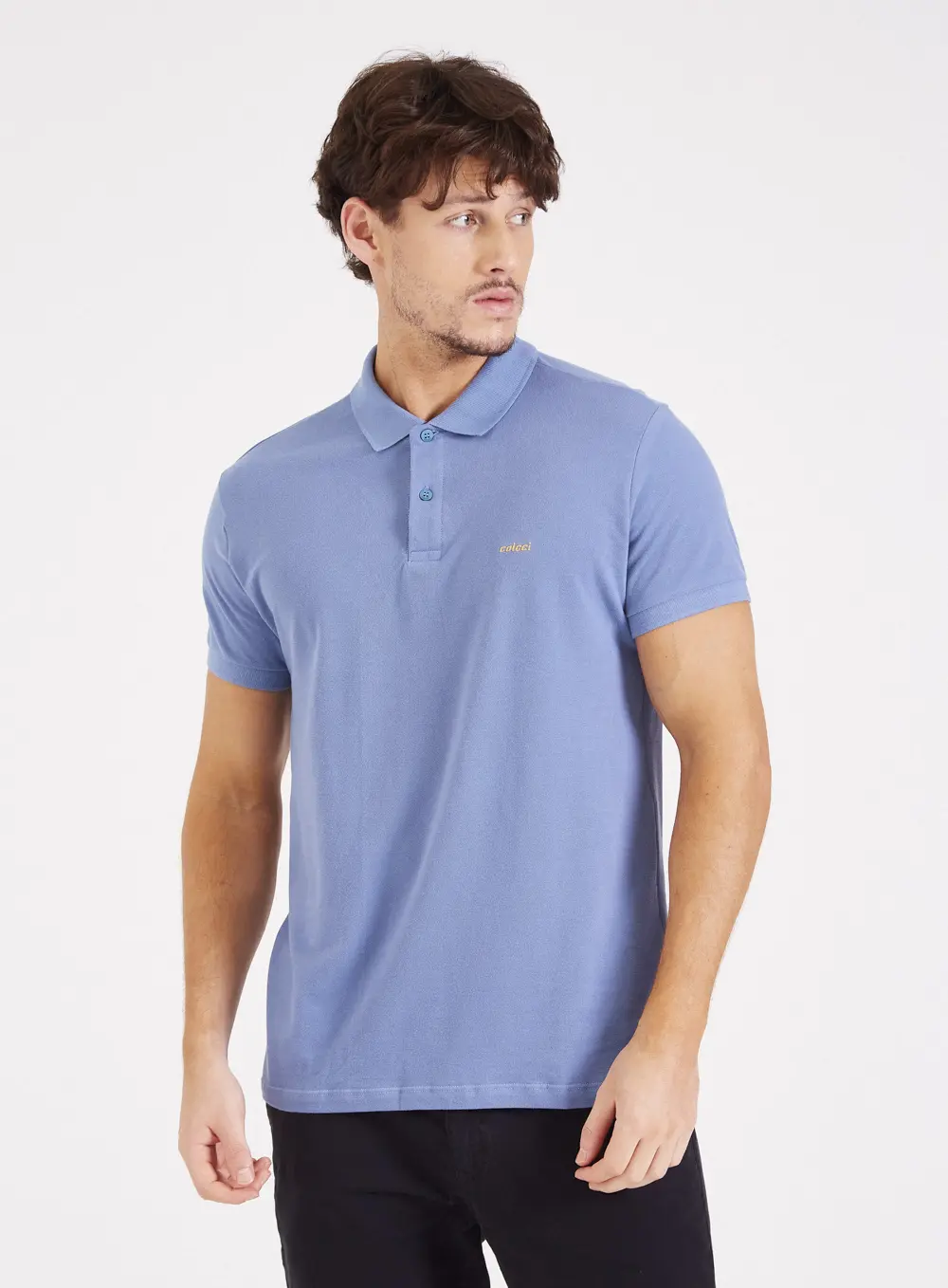 Camisa Polo Bordado Clássico Azul Windy Blue
