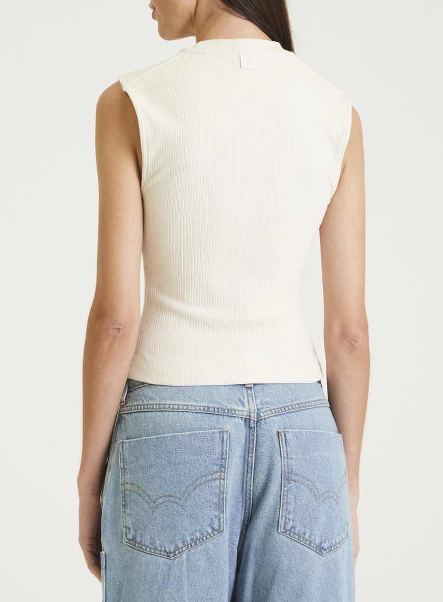 Blusa Cropped Canelada Bege Bege