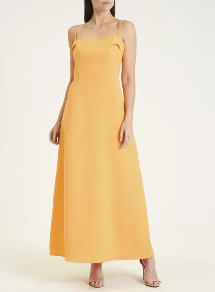 Vestido Linho Recortes Amplo
