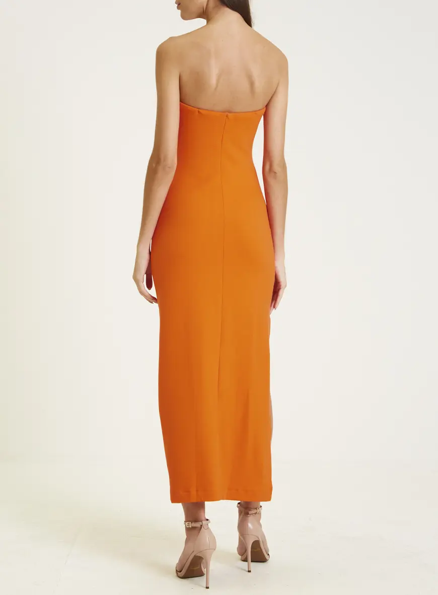 Vestido Drapeado Slim Laranja Caprese