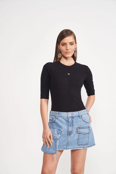 Blusa Slim Canelada Preto