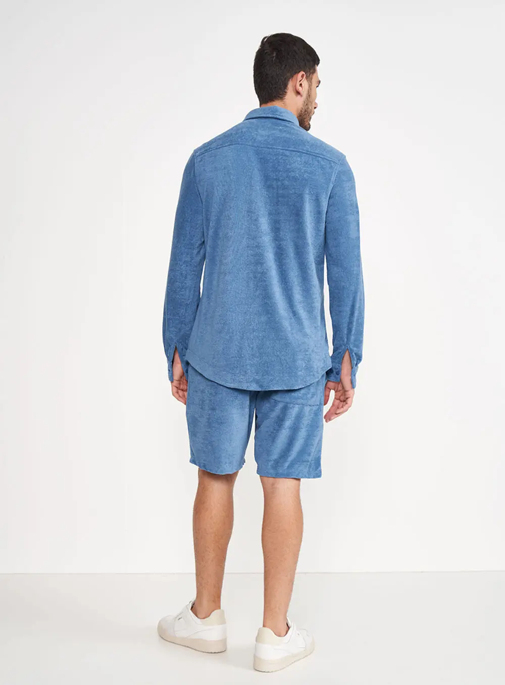 Bermuda Com Tecido Atoalhado Azul Windy Blue