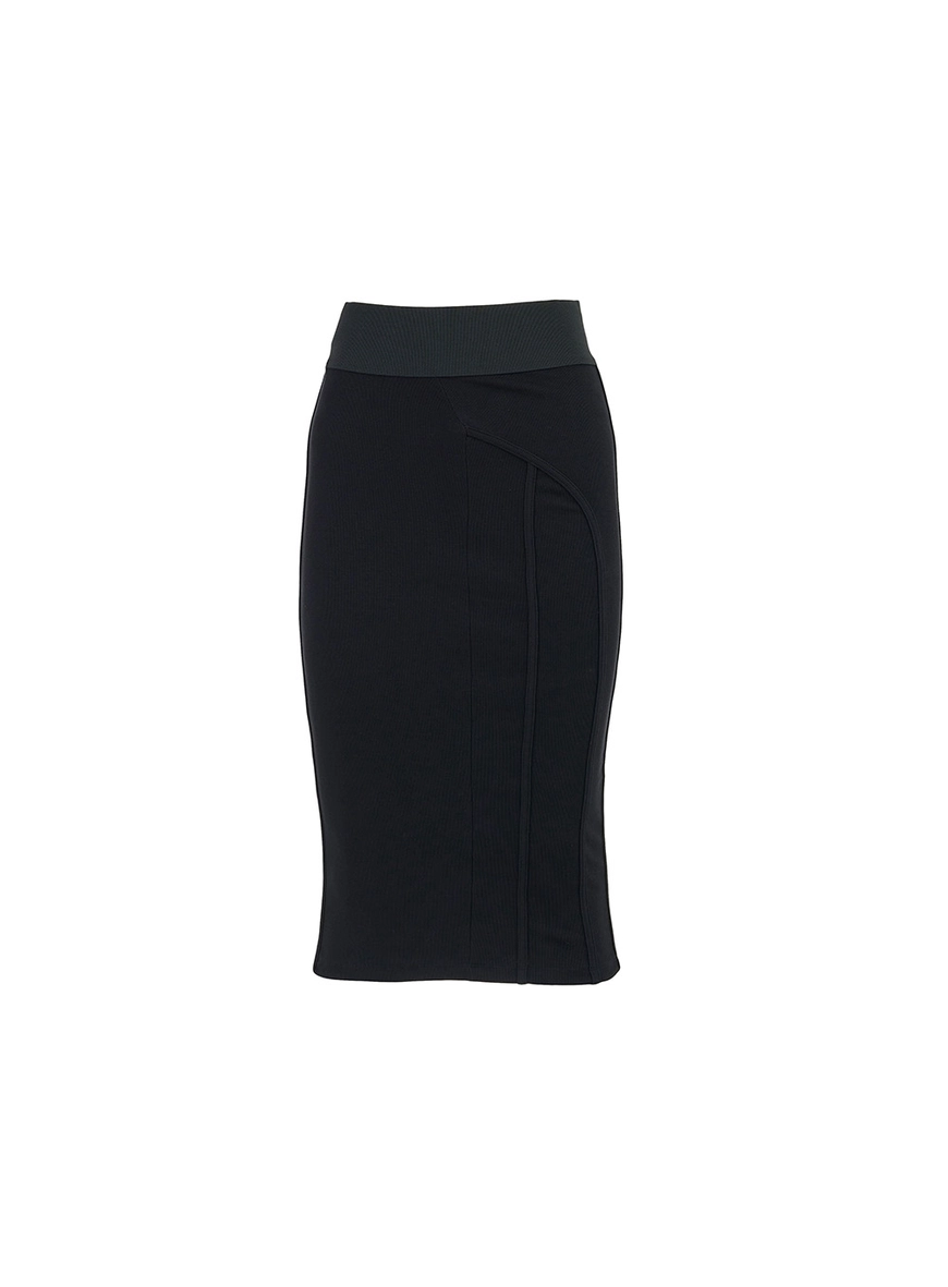 Saia Midi Slim Com Elástico Preto 1