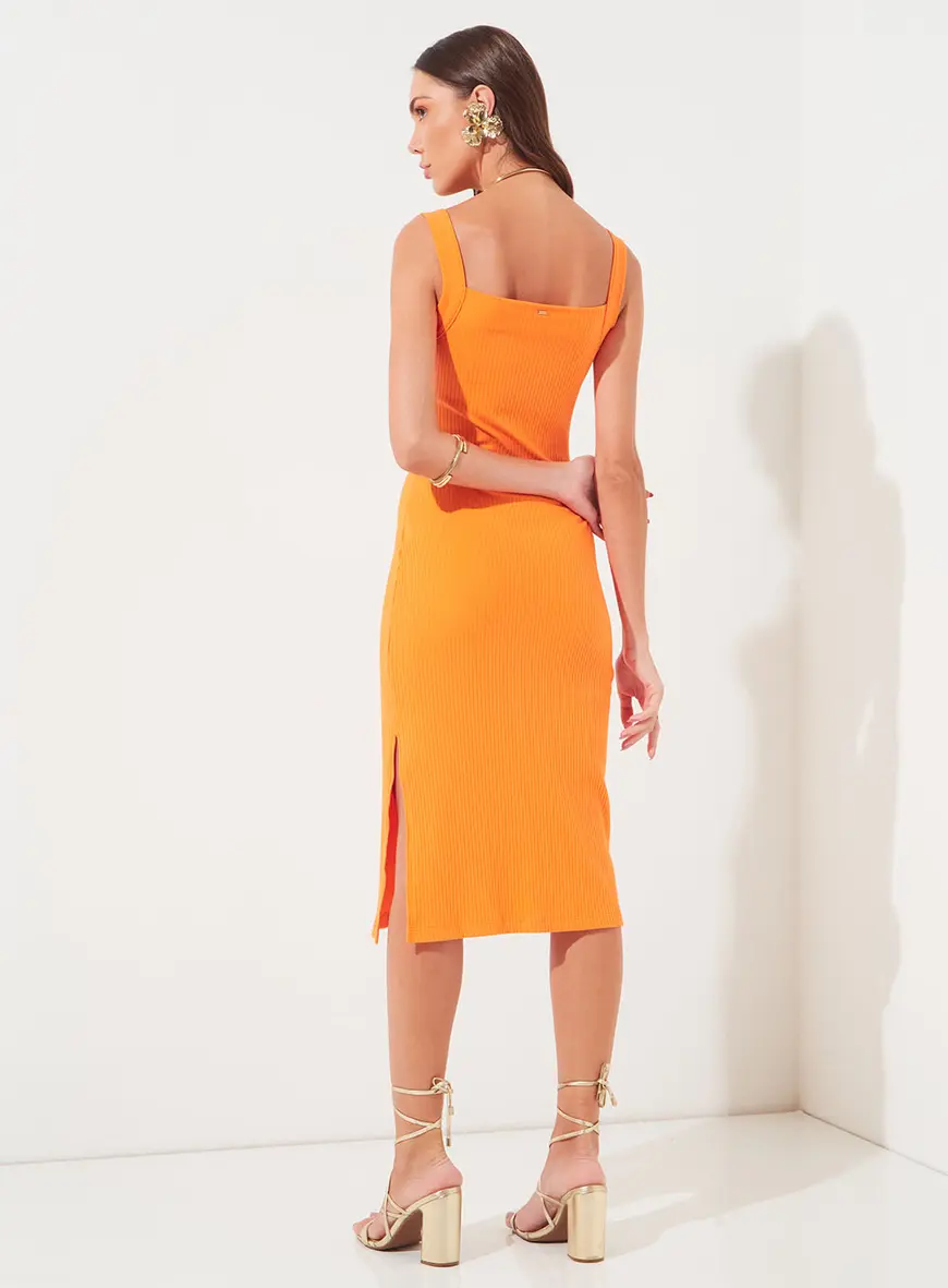 Vestido Canelado Laranja 2