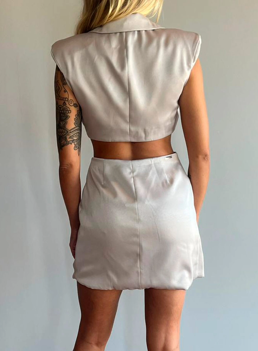 Vestido Alfaiataria Cut Out Bege 2
