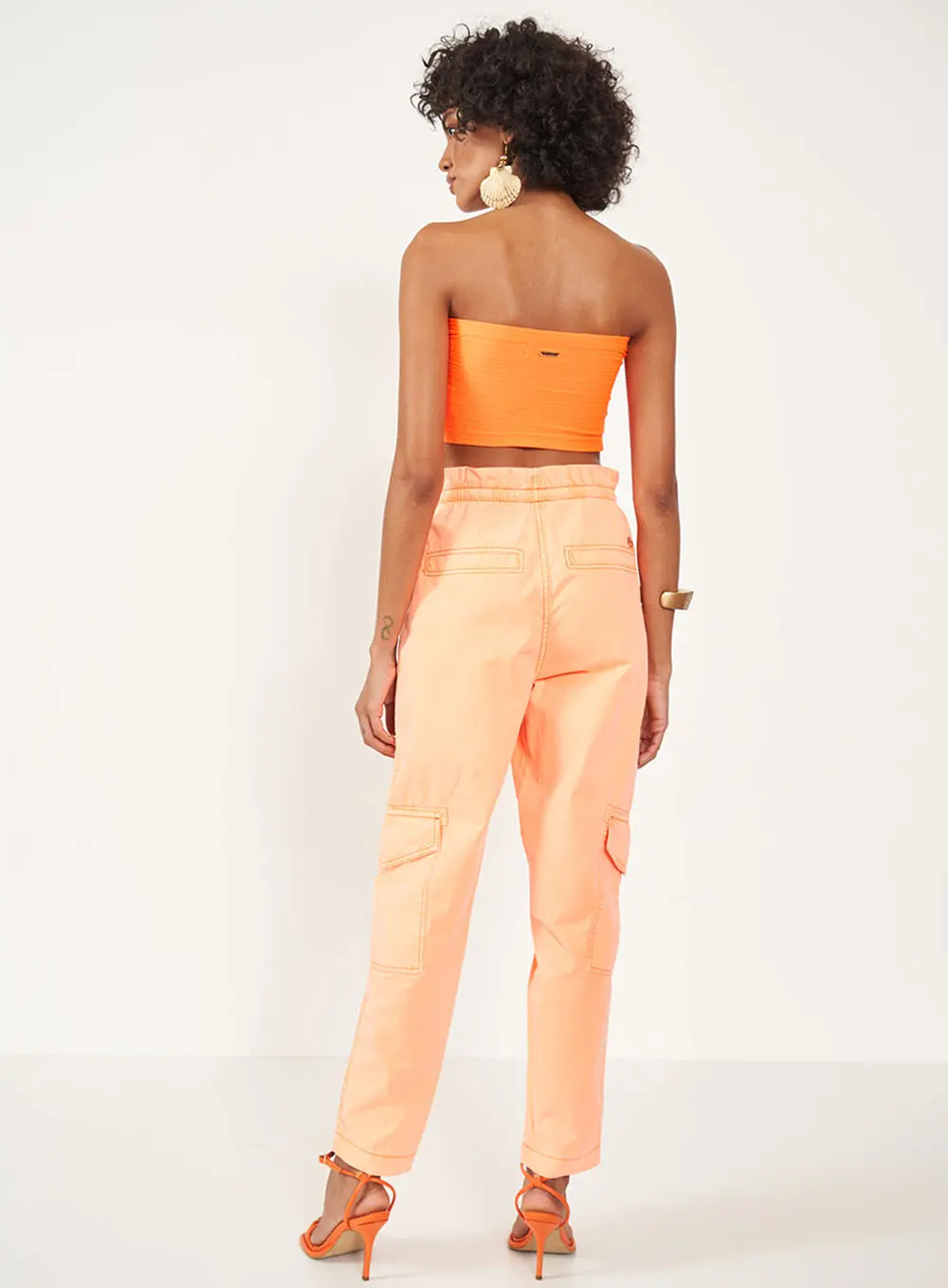 Calça Sarja Feminina Clochard Laranja