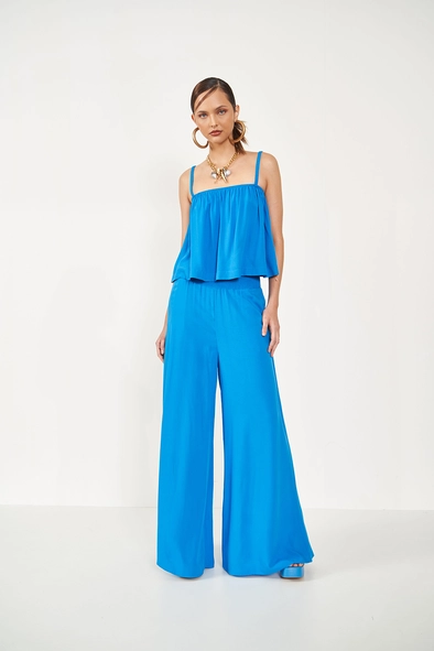Calça Feminina Joana Ampla Azul
