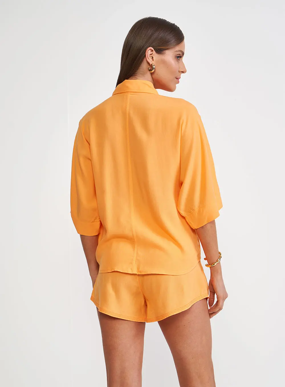 Camisa Com Mangas 3/4 Laranja