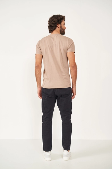 Camiseta Masculina Slim Estampada Bege