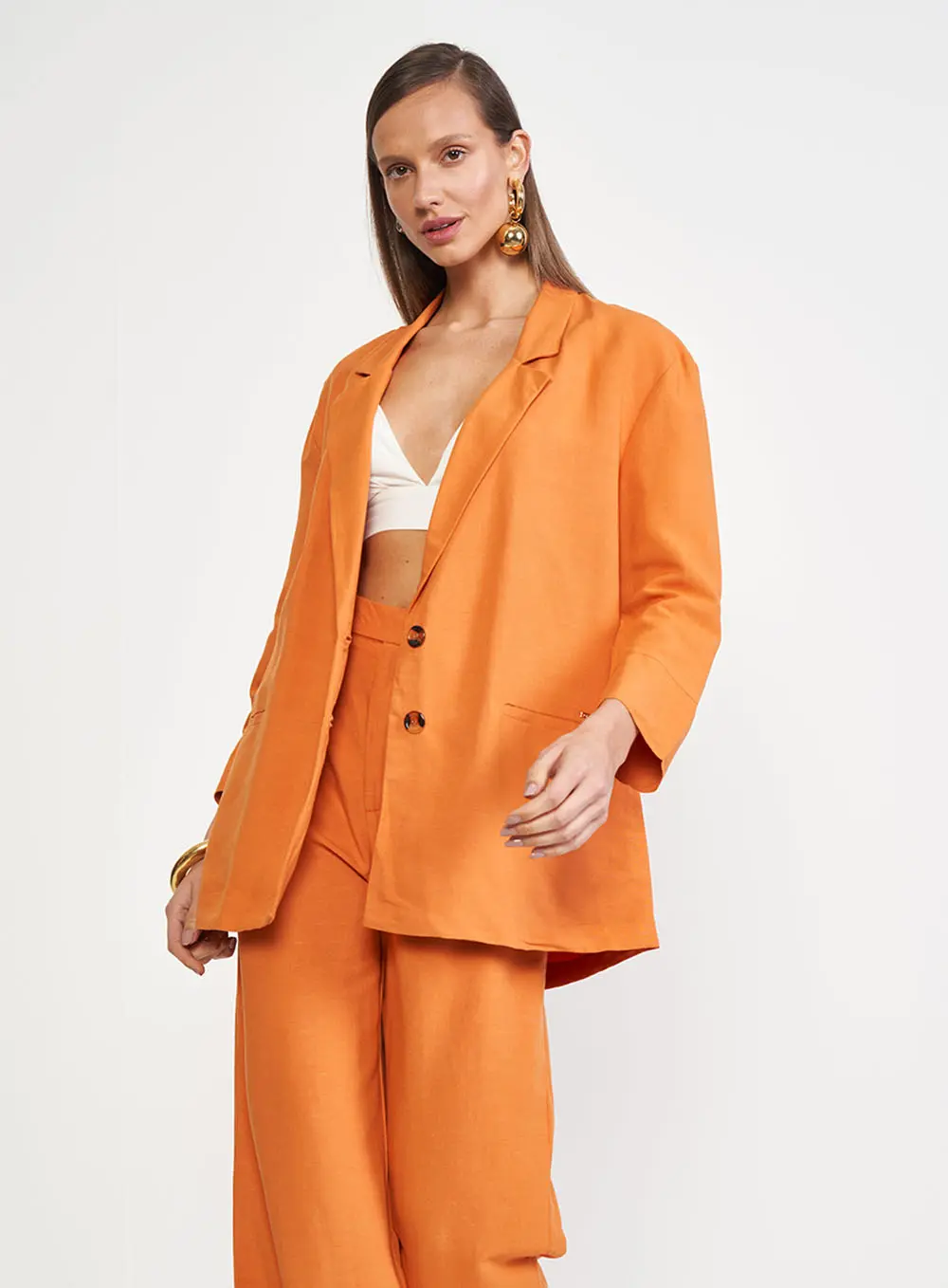 Blazer Linho Laranja
