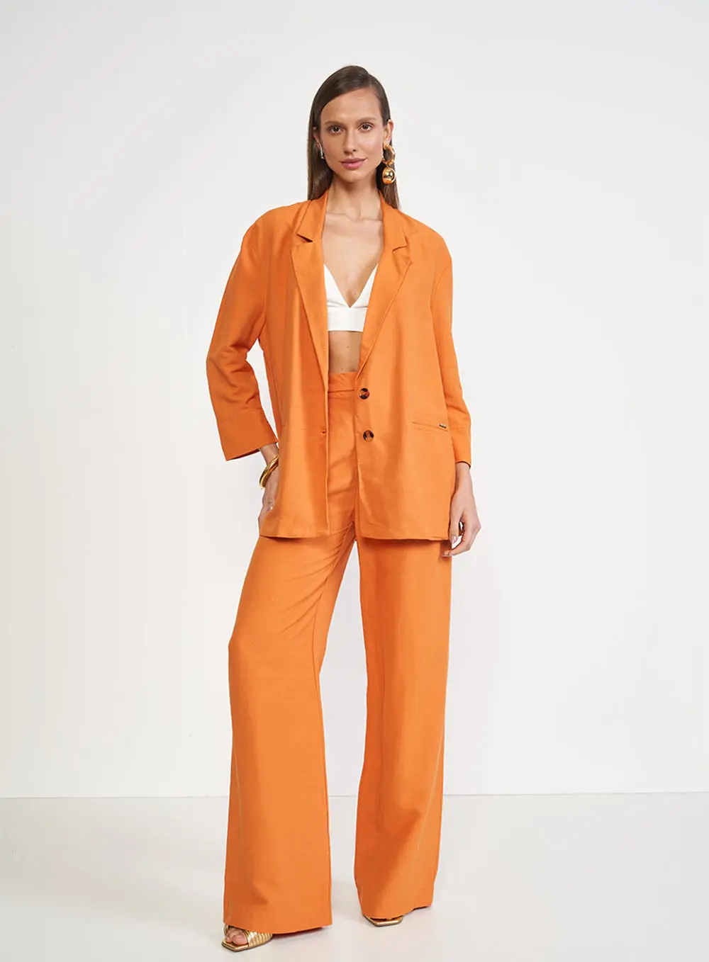 Blazer Linho Laranja