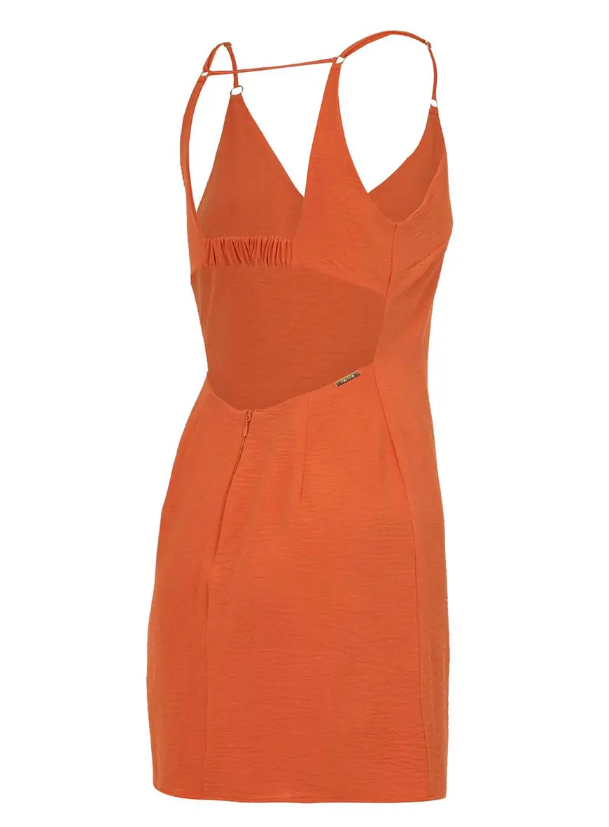 Vestido Slim Com Elástico Laranja 3
