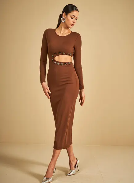 Vestido Midi Detalhe Abertura