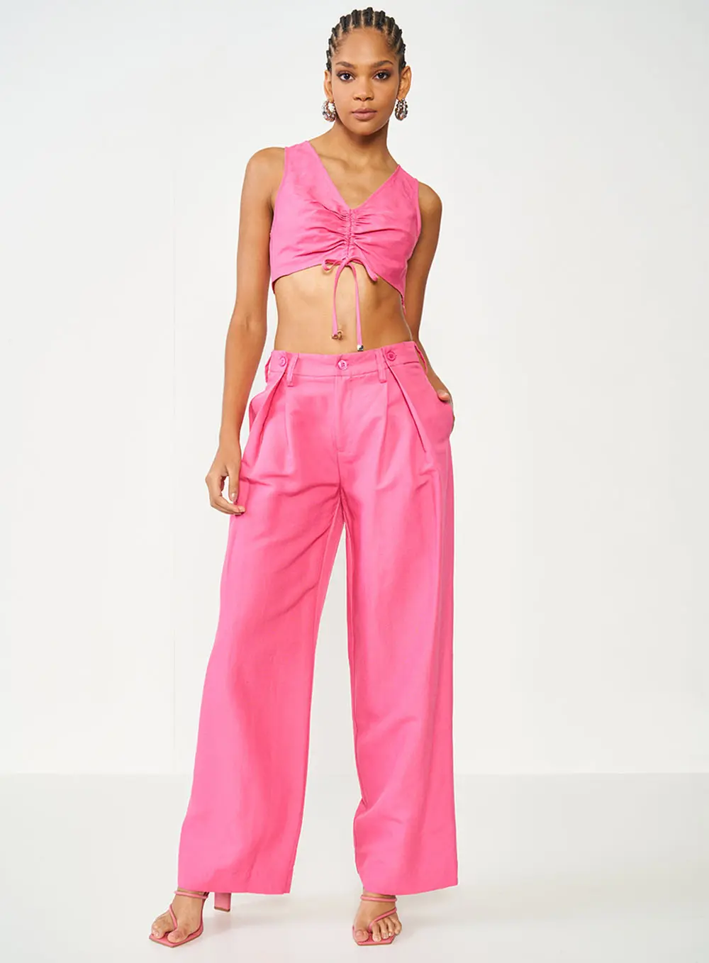 Calça Alfaiataria Jade De Linho Rosa Hiller