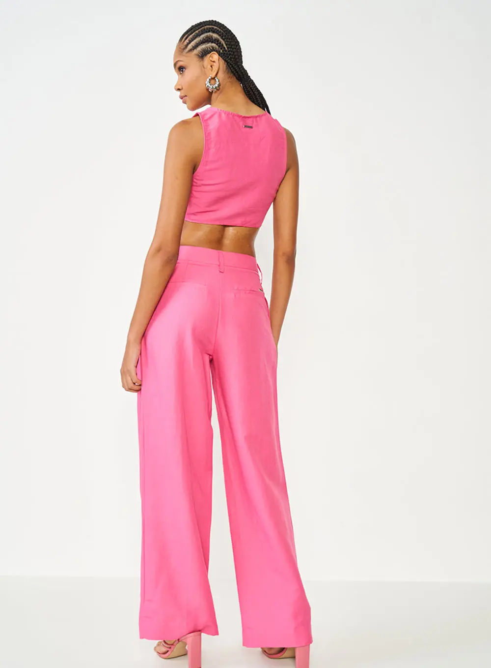 Calça Alfaiataria Jade De Linho Rosa Hiller