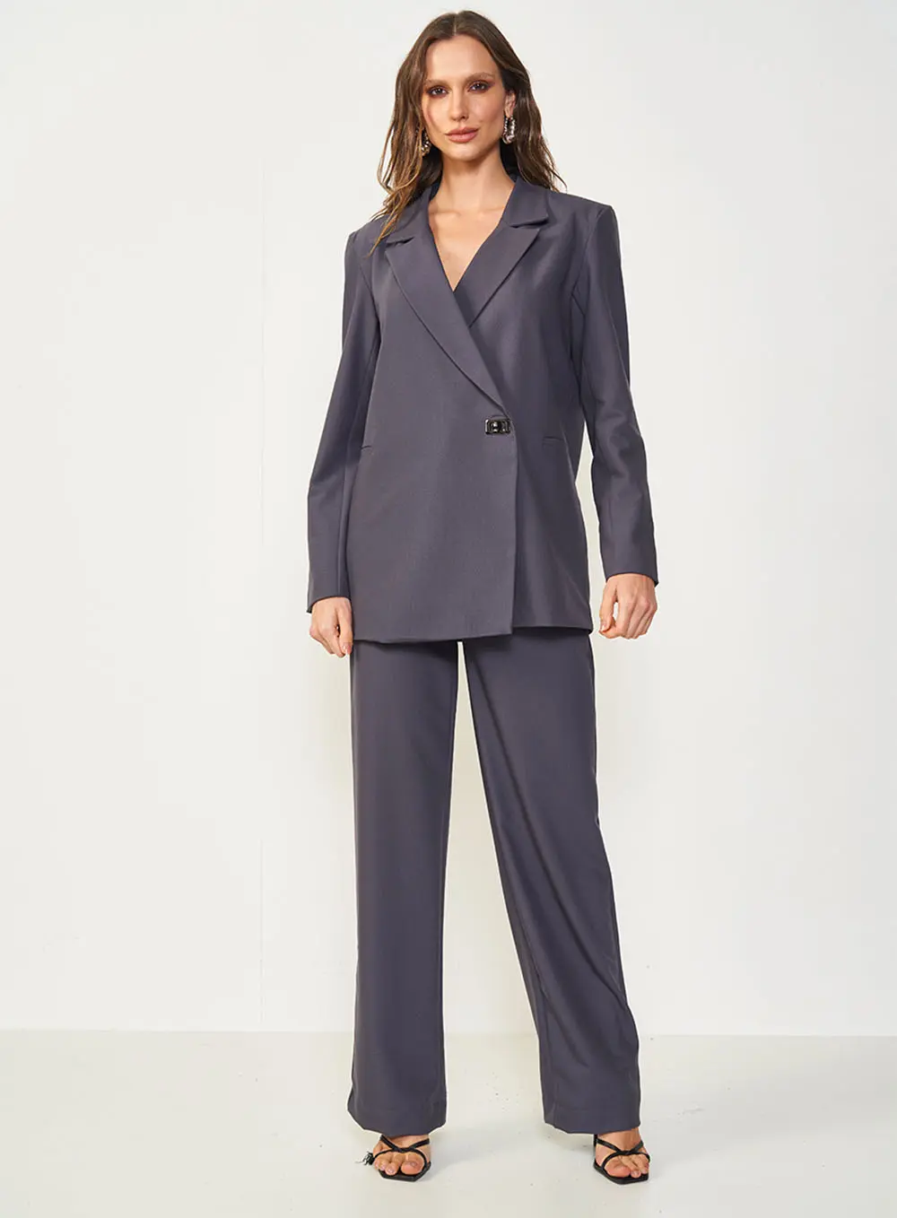 Calça Alfaiataria Joana Com Detalhe Fivela CINZA