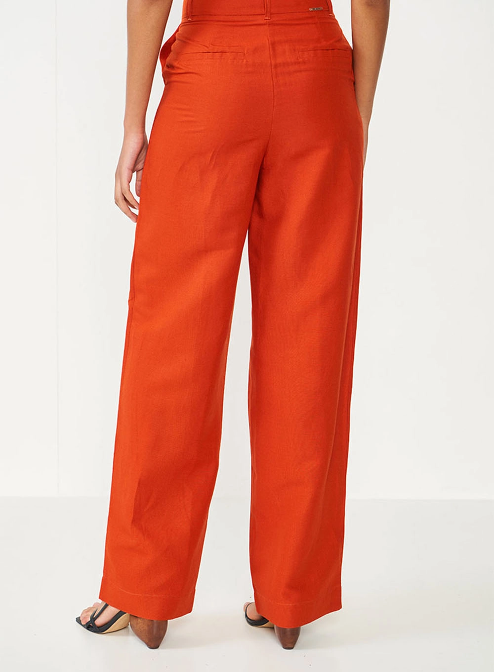 Calça Alfaiataria Joana De Linho Laranja