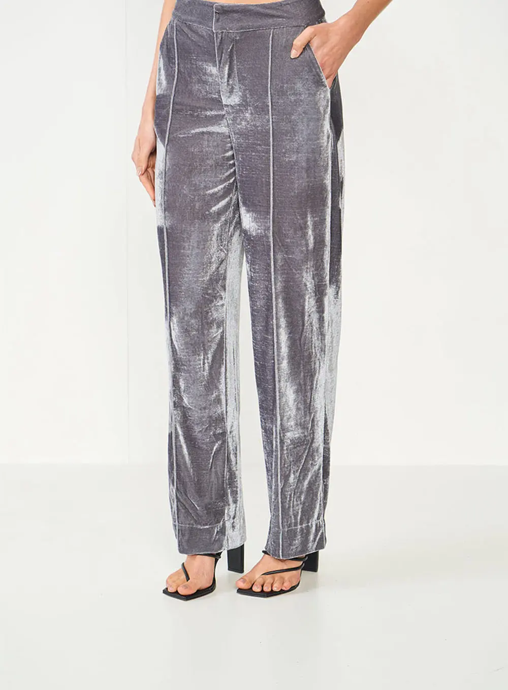 Calça Jade De Veludo Cinza