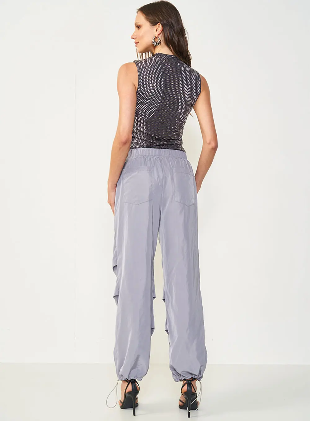 Blusa Cinza Slim Com Aplicação De Strass CINZA